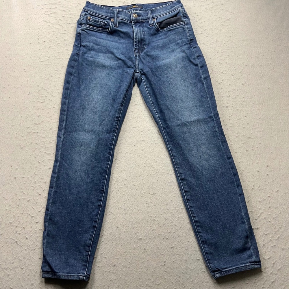 7 For All Mankind Ankle Gwenevere Jeans Blue Stretch Skinny Denim Womens 26